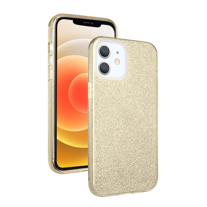 NXE - iPhone 12 mini Hülle - Glitter Hardcase - gold