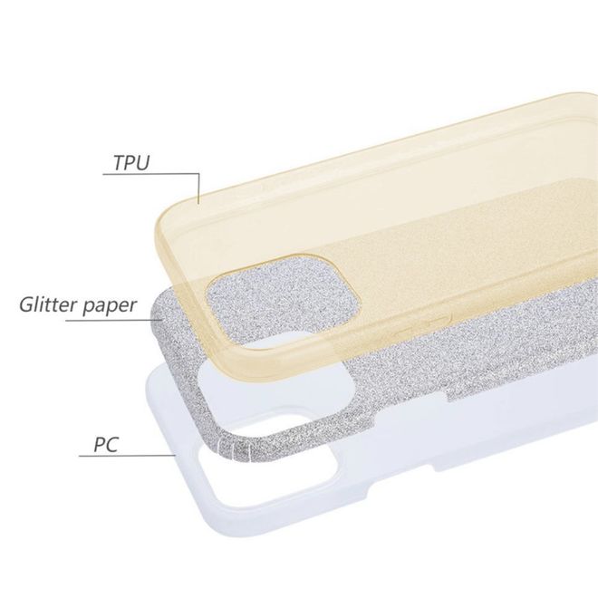 NXE - iPhone 12 mini Hülle - Glitter Hardcase - gold