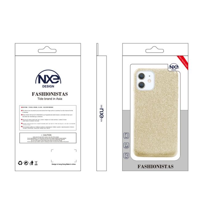 NXE - iPhone 12 mini Hülle - Glitter Hardcase - gold