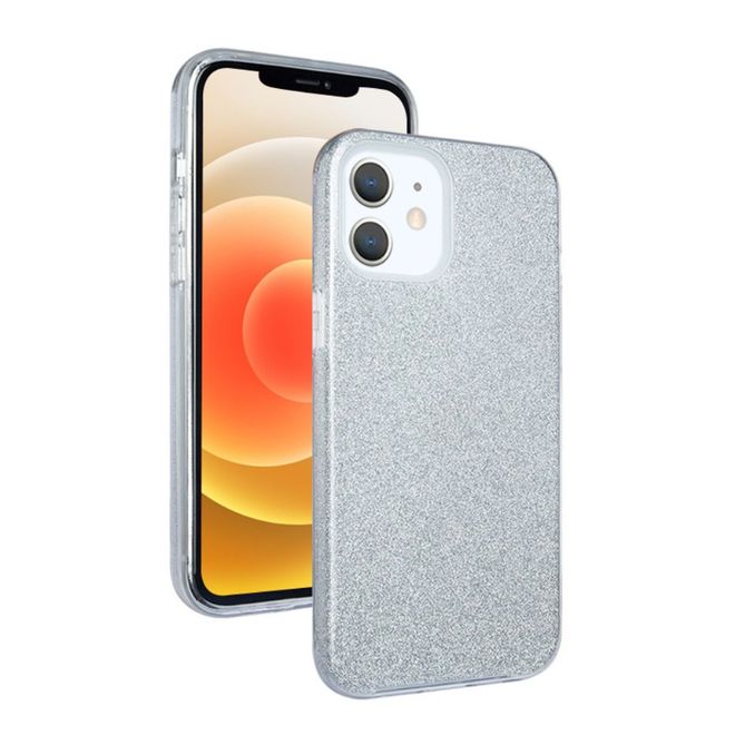 NXE - iPhone 12 mini Hülle - Glitter Hardcase - silber