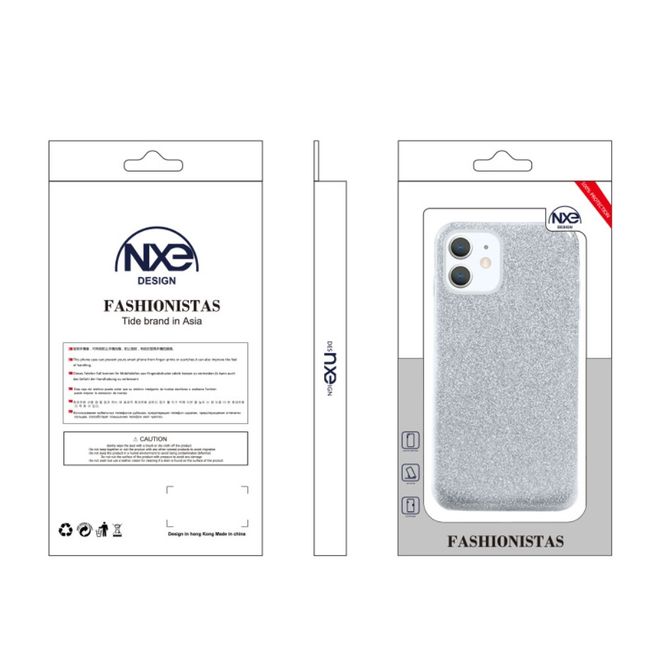 NXE - iPhone 12 mini Hülle - Glitter Hardcase - silber