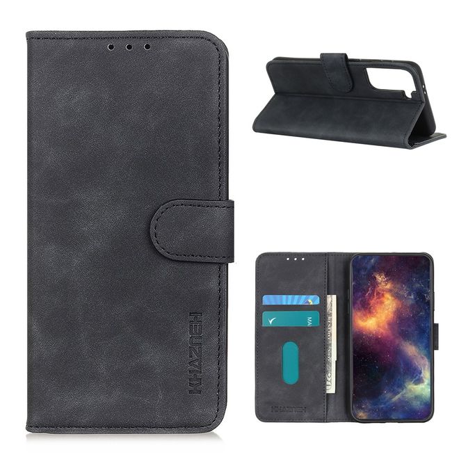 Samsung Galaxy S21+ Handyhülle - Vintage II Leder Bookcover Series - schwarz