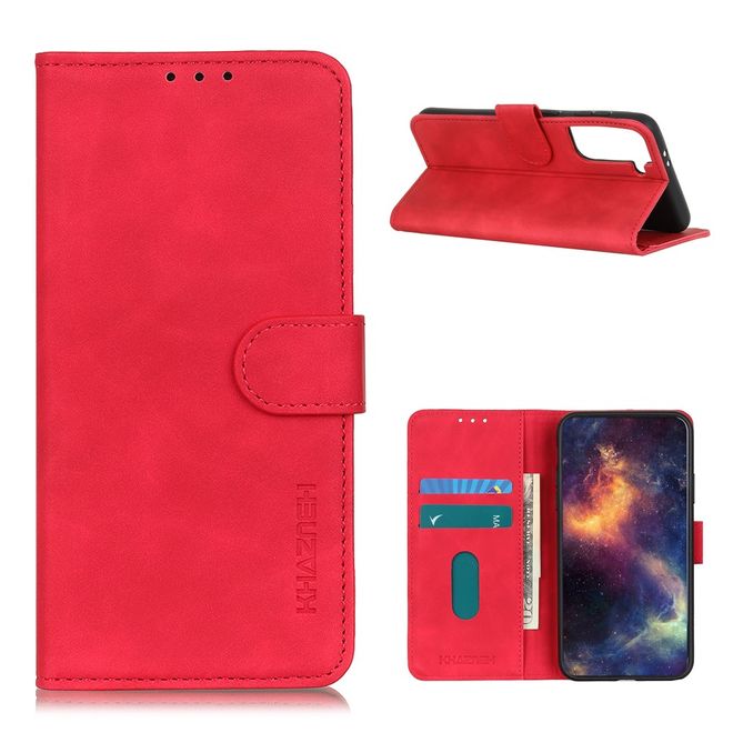 Samsung Galaxy S21+ Handyhülle - Vintage II Leder Bookcover Series - rot