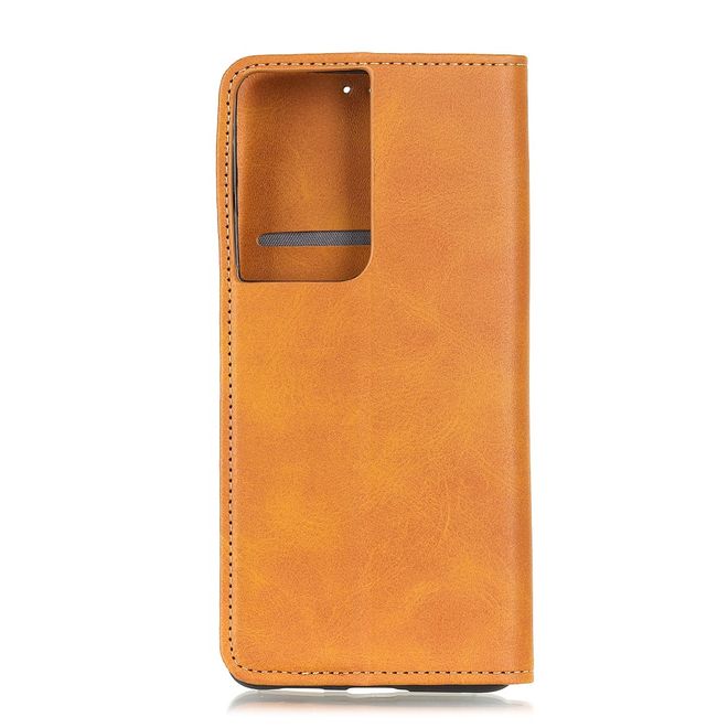 Samsung Galaxy S21 Ultra Handy Hülle - Classic V Leder Bookcover Series - braun