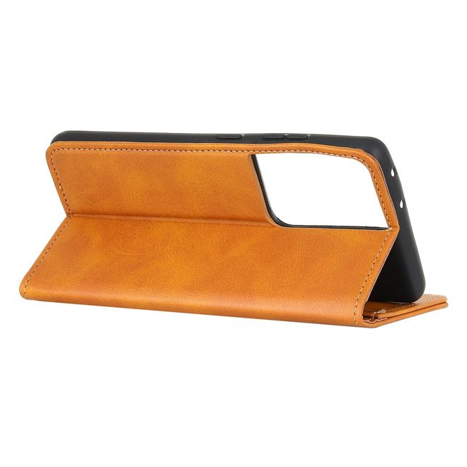Samsung Galaxy S21 Ultra Handy Hülle - Classic V Leder Bookcover Series - braun