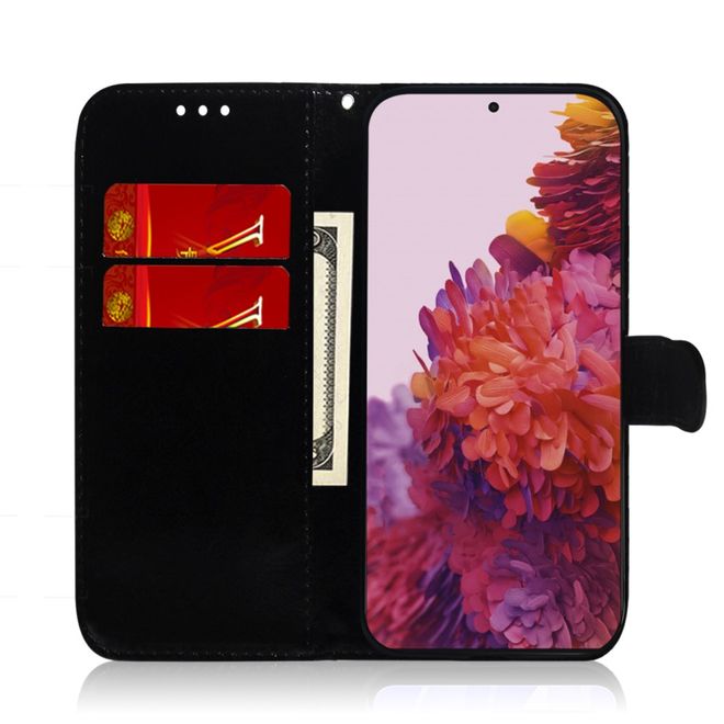 Samsung Galaxy S21 Ultra Hülle - Blumenmuster Leder Bookcover - grün