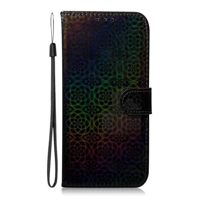 Samsung Galaxy S21+ Hülle - Blumenmuster Leder Bookcover - schwarz
