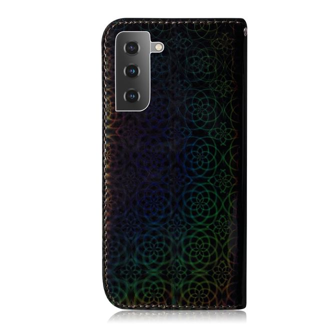 Samsung Galaxy S21+ Hülle - Blumenmuster Leder Bookcover - schwarz