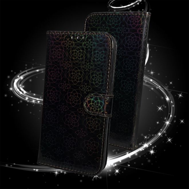 Samsung Galaxy S21+ Hülle - Blumenmuster Leder Bookcover - schwarz