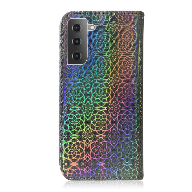 Samsung Galaxy S21+ Hülle - Blumenmuster Leder Bookcover - grau