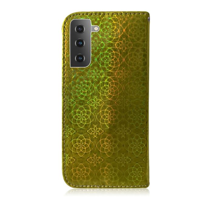 Samsung Galaxy S21+ Hülle - Blumenmuster Leder Bookcover - grün