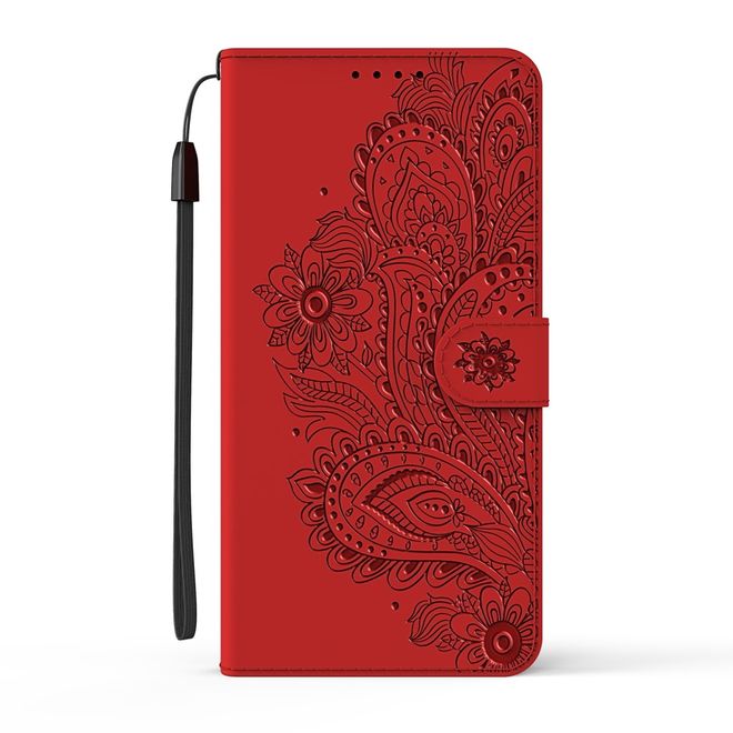 Samsung Galaxy S21+ Hülle - Bookcover mit Blumenmuster - rot