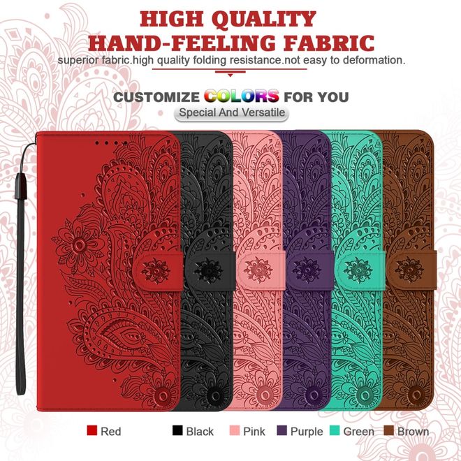 Samsung Galaxy S21+ Hülle - Bookcover mit Blumenmuster - rot