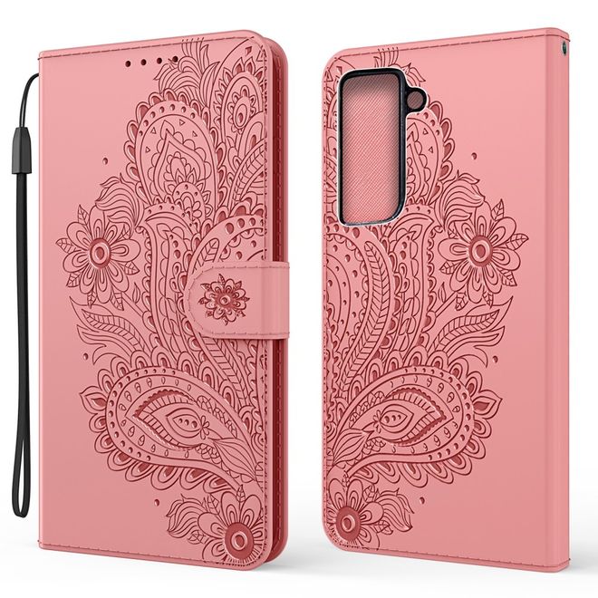 Samsung Galaxy S21+ Hülle - Bookcover mit Blumenmuster - pink