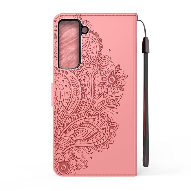 Samsung Galaxy S21+ Hülle - Bookcover mit Blumenmuster - pink