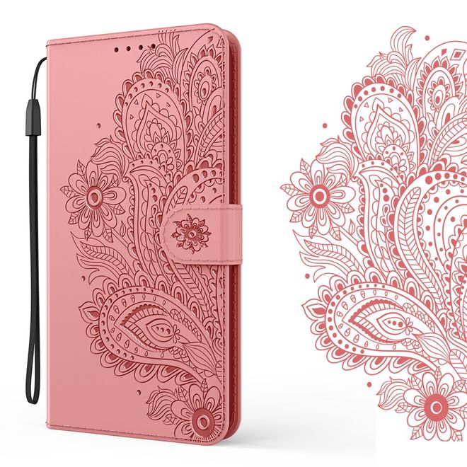 Samsung Galaxy S21+ Hülle - Bookcover mit Blumenmuster - pink