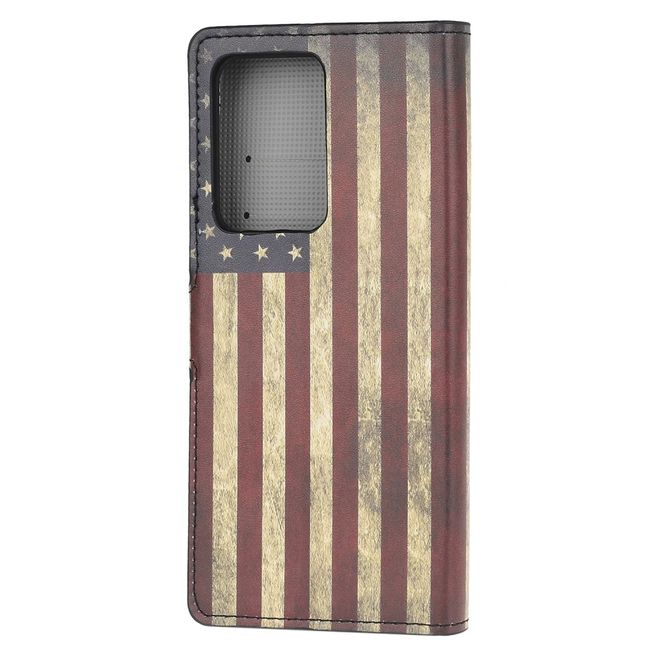Samsung Galaxy S21 Ultra Handy Hülle - Leder Bookcover Image Series - Retro USA Flagge