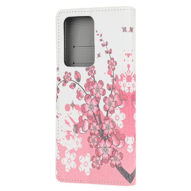 Samsung Galaxy S21 Ultra Handy Hülle - Leder Bookcover Image Series - pinke Blumen