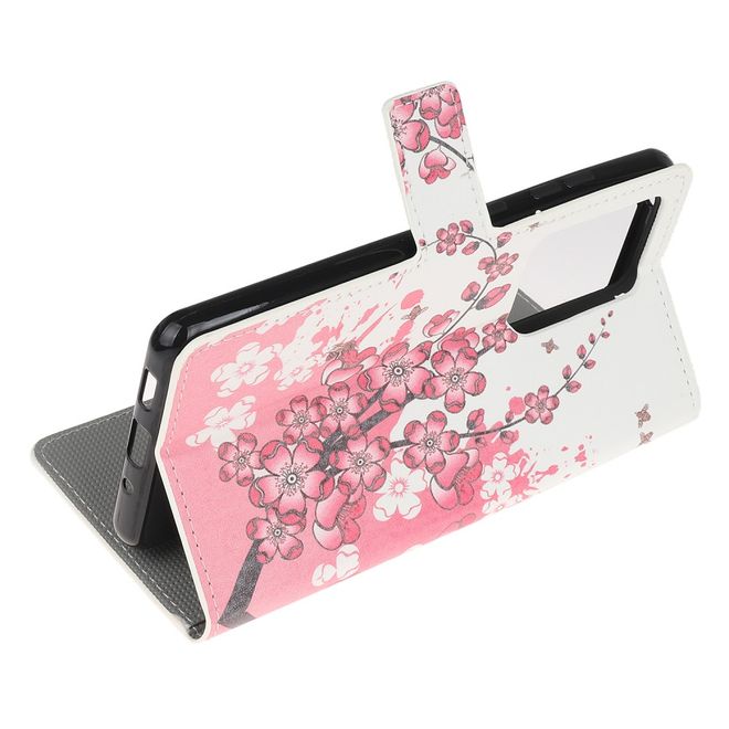 Samsung Galaxy S21 Ultra Handy Hülle - Leder Bookcover Image Series - pinke Blumen