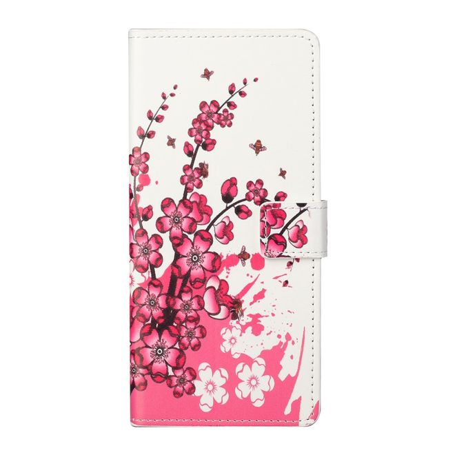 Samsung Galaxy S21+ Handy Hülle - Leder Bookcover Image Series - pinke Blumen