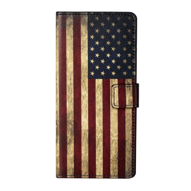 Samsung Galaxy S21+ Handy Hülle - Leder Bookcover Image Series - Retro USA Flagge