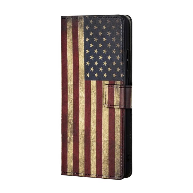 Samsung Galaxy S21+ Handy Hülle - Leder Bookcover Image Series - Retro USA Flagge