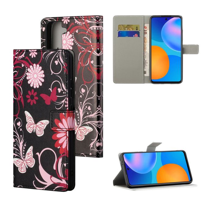 Samsung Galaxy S21+ Handy Hülle - Leder Bookcover Image Series - Schmetterlinge und Blumen