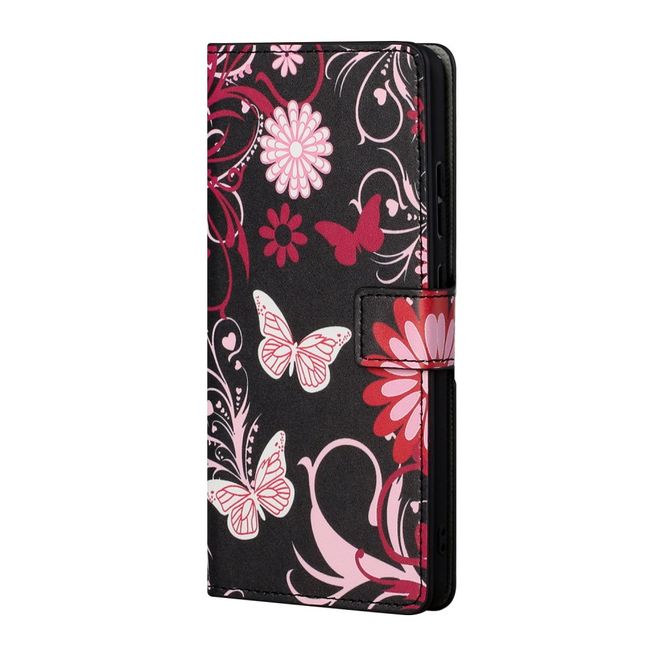 Samsung Galaxy S21+ Handy Hülle - Leder Bookcover Image Series - Schmetterlinge und Blumen