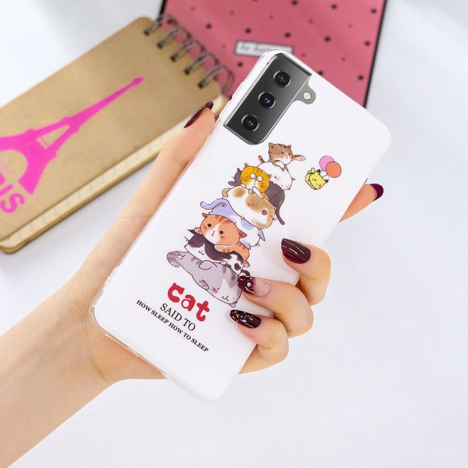 Samsung Galaxy S21 Handyhülle - fluoreszierendes Softcase - Katzen