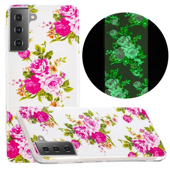 Samsung Galaxy S21 Handyhülle - fluoreszierendes Softcase - Blumen
