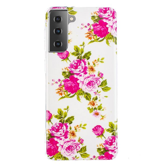 Samsung Galaxy S21 Handyhülle - fluoreszierendes Softcase - Blumen