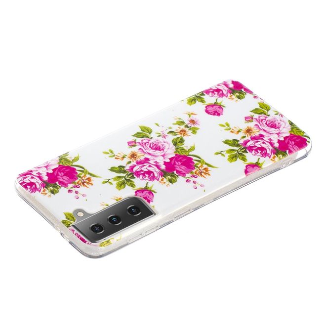Samsung Galaxy S21 Handyhülle - fluoreszierendes Softcase - Blumen