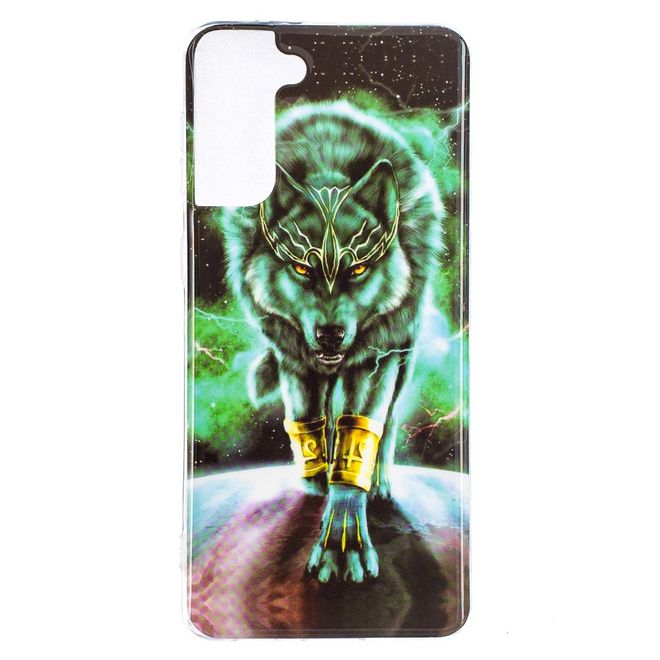 Samsung Galaxy S21+ Handyhülle - fluoreszierendes Softcase - Wolf