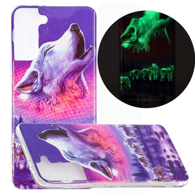Samsung Galaxy S21+ Handyhülle - fluoreszierendes Softcase - heulender Wolf