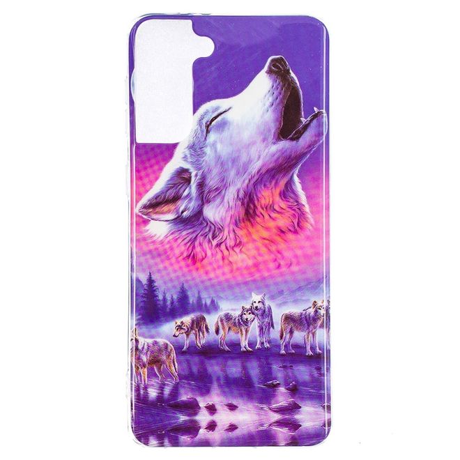 Samsung Galaxy S21+ Handyhülle - fluoreszierendes Softcase - heulender Wolf