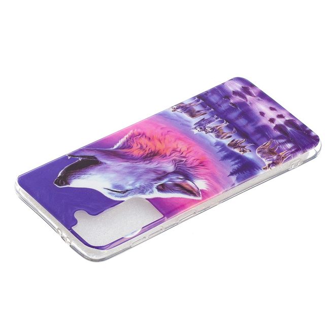 Samsung Galaxy S21+ Handyhülle - fluoreszierendes Softcase - heulender Wolf