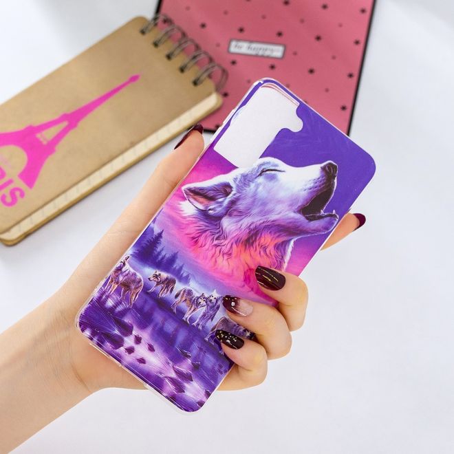 Samsung Galaxy S21+ Handyhülle - fluoreszierendes Softcase - heulender Wolf
