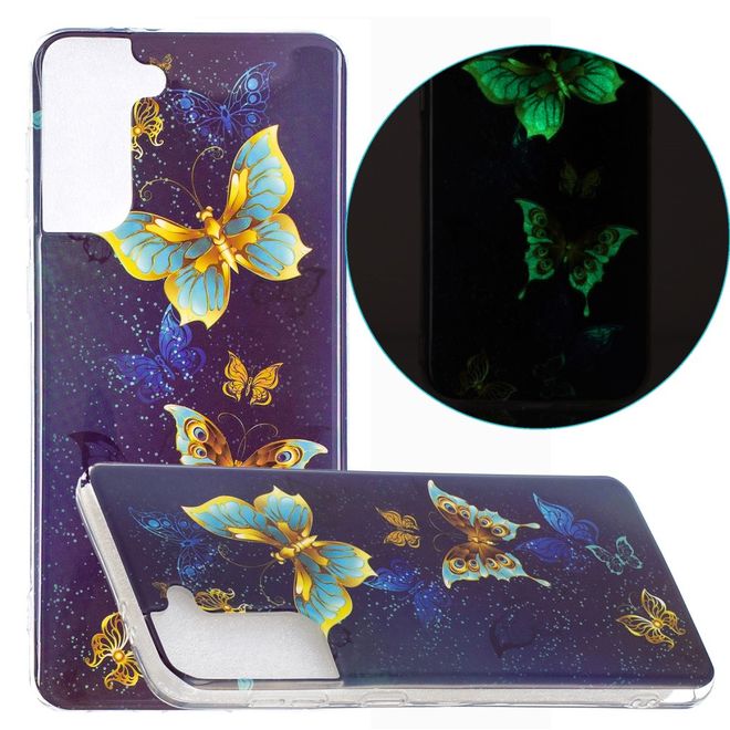 Samsung Galaxy S21+ Handyhülle - fluoreszierendes Softcase - goldener Schmetterling