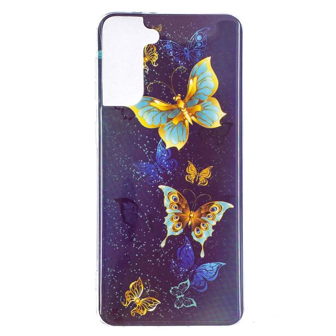 Samsung Galaxy S21+ Handyhülle - fluoreszierendes Softcase - goldener Schmetterling