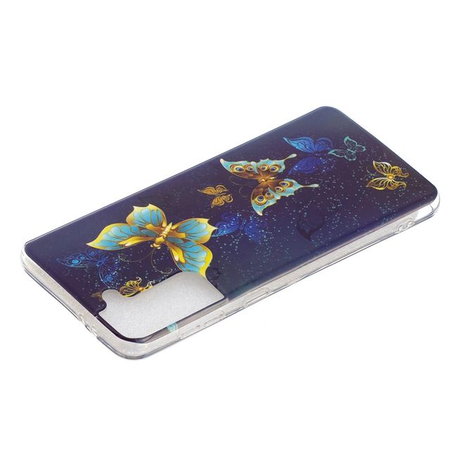 Samsung Galaxy S21+ Handyhülle - fluoreszierendes Softcase - goldener Schmetterling