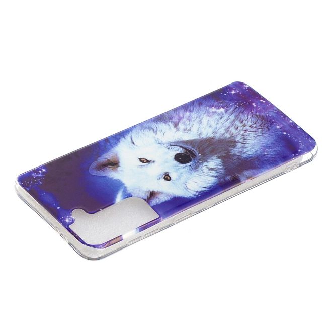 Samsung Galaxy S21+ Handyhülle - fluoreszierendes Softcase - weisser Wolf