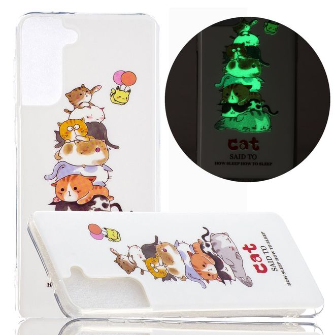 Samsung Galaxy S21+ Handyhülle - fluoreszierendes Softcase - Katzen