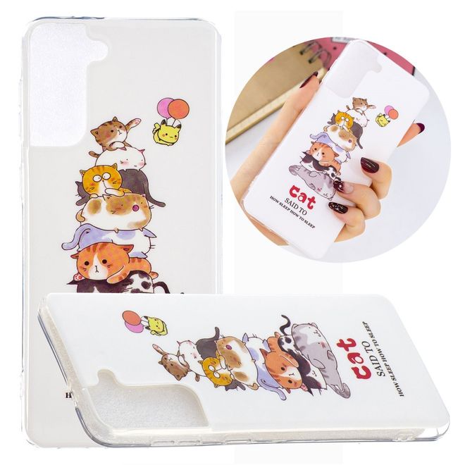 Samsung Galaxy S21+ Handyhülle - fluoreszierendes Softcase - Katzen