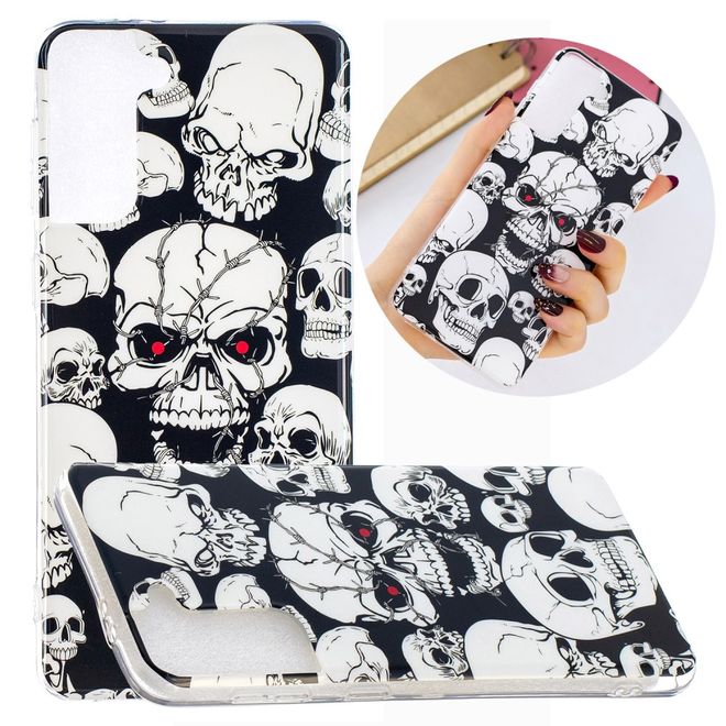 Samsung Galaxy S21+ Handyhülle - fluoreszierendes Softcase - Totenköpfe