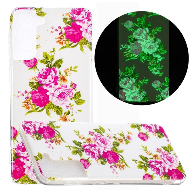 Samsung Galaxy S21+ Handyhülle - fluoreszierendes Softcase - Blumen