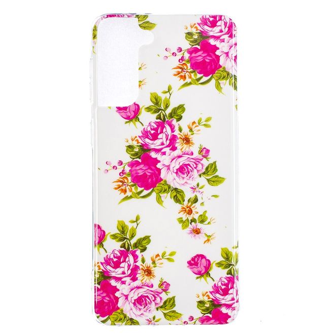 Samsung Galaxy S21+ Handyhülle - fluoreszierendes Softcase - Blumen
