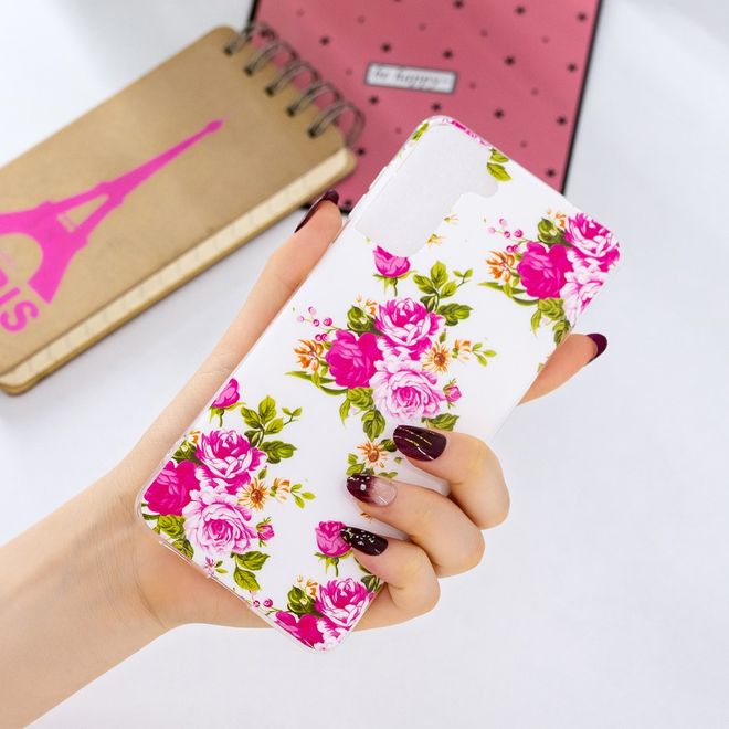 Samsung Galaxy S21+ Handyhülle - fluoreszierendes Softcase - Blumen