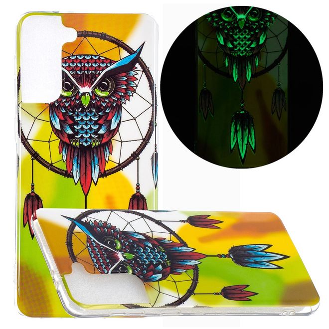 Samsung Galaxy S21+ Handyhülle - fluoreszierendes Softcase - Eulen Traumfänger