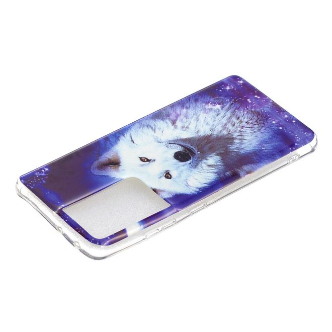 Samsung Galaxy S21 Ultra Handyhülle - fluoreszierendes Softcase - weisser Wolf