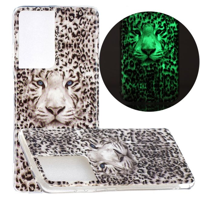 Samsung Galaxy S21 Ultra Handyhülle - fluoreszierendes Softcase - Leopard